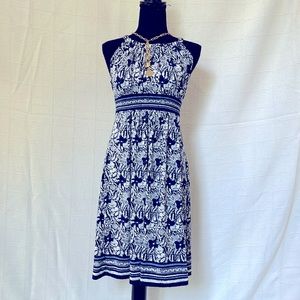 Max Studio sleeveless blue and white dress